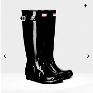 Womens Hunter Rain Boots - Tall Black Gloss